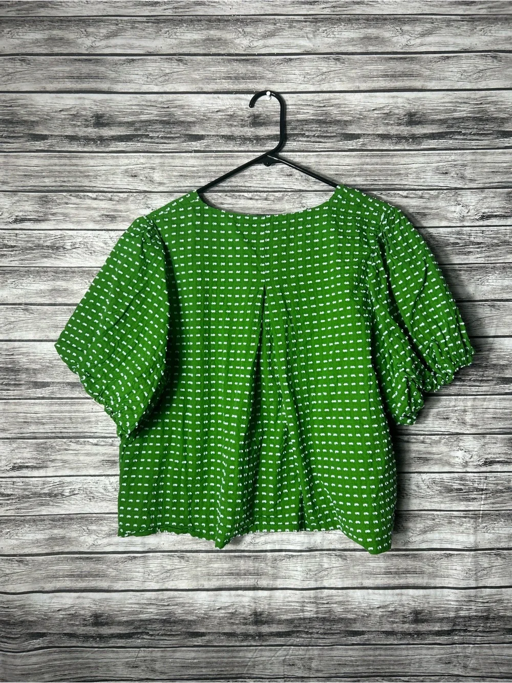 kate spade Green Tie-Front Short Sleeve Blouse XL